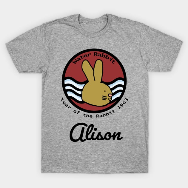 Alison Born Year of the Water Rabbit 1963 T-Shirt by ellenhenryart